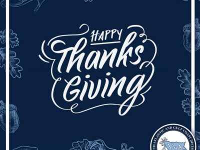 Happy Thanksgiving celebratory decorative graphic from the ILA SAGCD