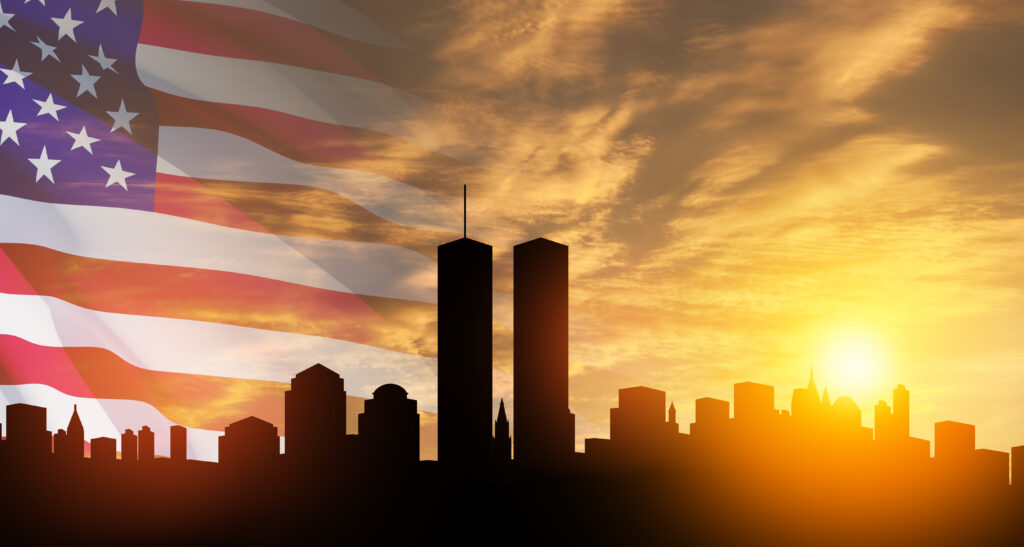 Illustration in remembrance of the twin towers in New York and the lives America lost on 9/11