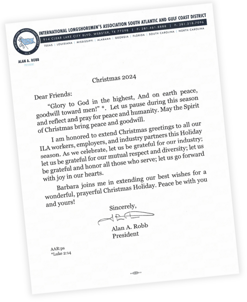 ILA SAGCD Christmas Letter 2024 from President Alan Robb